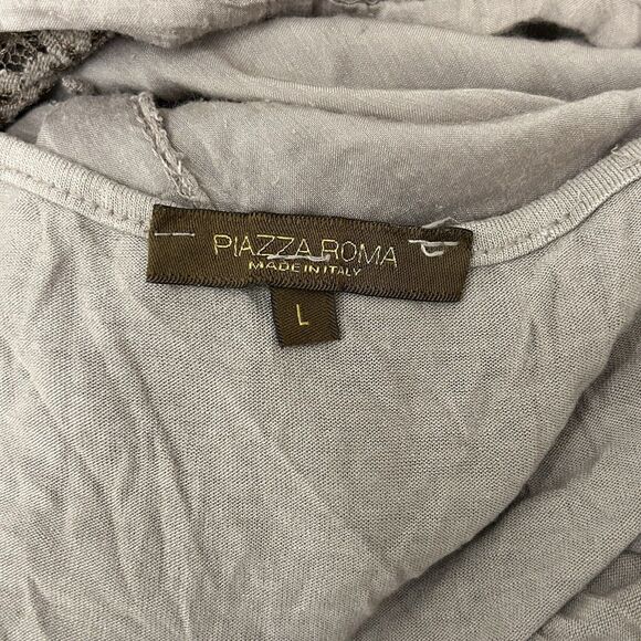 Piazza Roma Top Womens Large Seta Silk Attached Shell Stretch Brown Italian - Picture 4 of 14